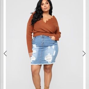 Fashion Nova Finding Love Sweater Cognac